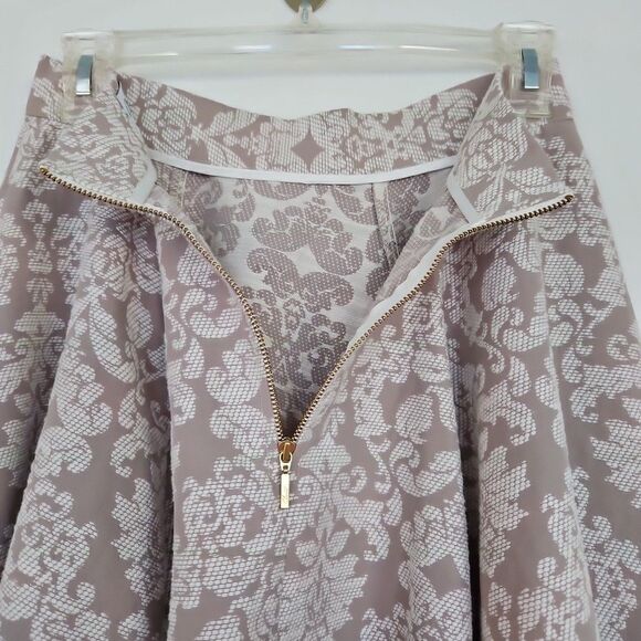 Closet. London Damask Taupe & Cream A-line Skirt - Picture 4 of 10